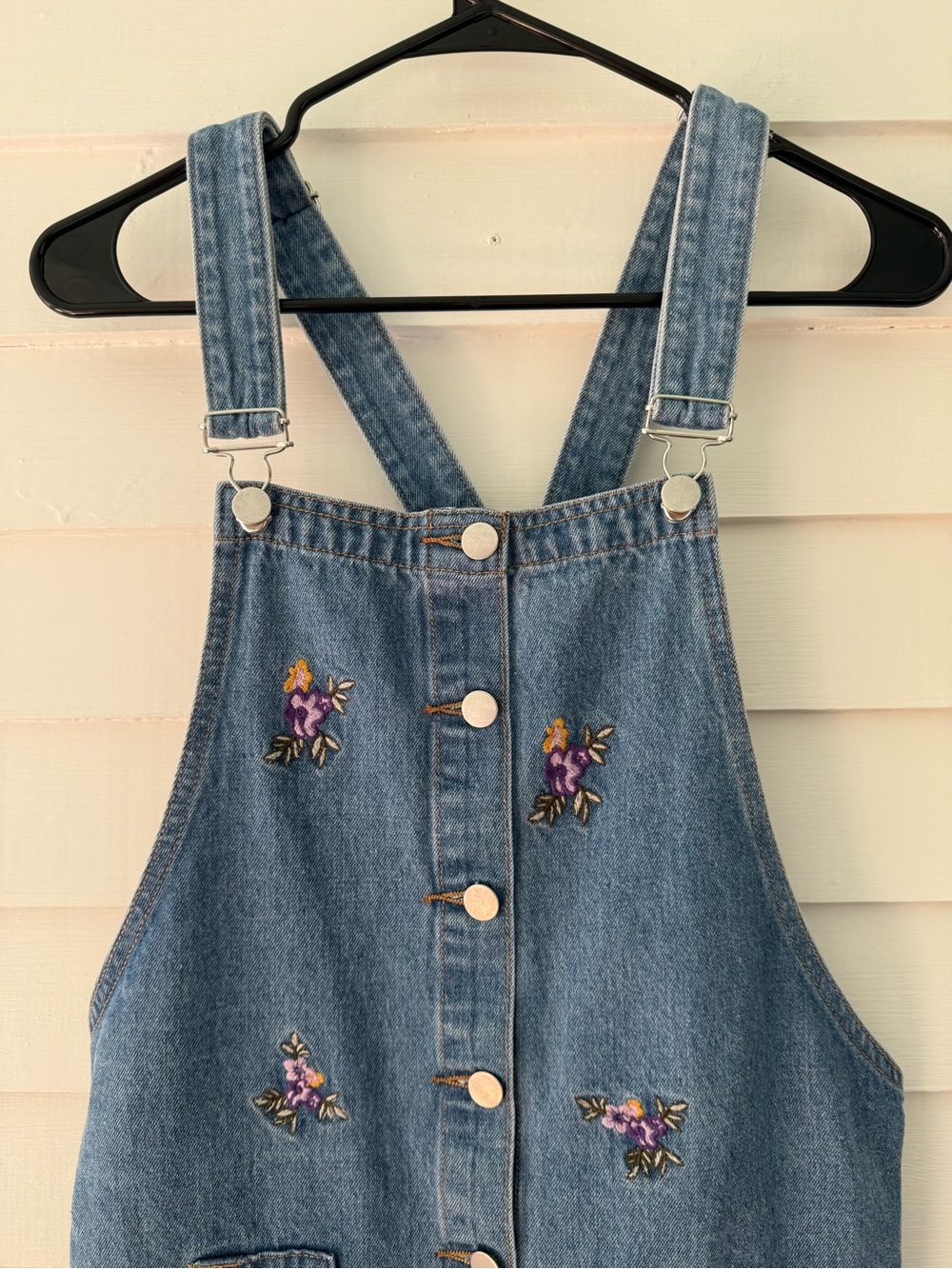 Bongo | Embroidered Denim Jumper Dress Overall Pinafore Size Large - Picture 3 of 9